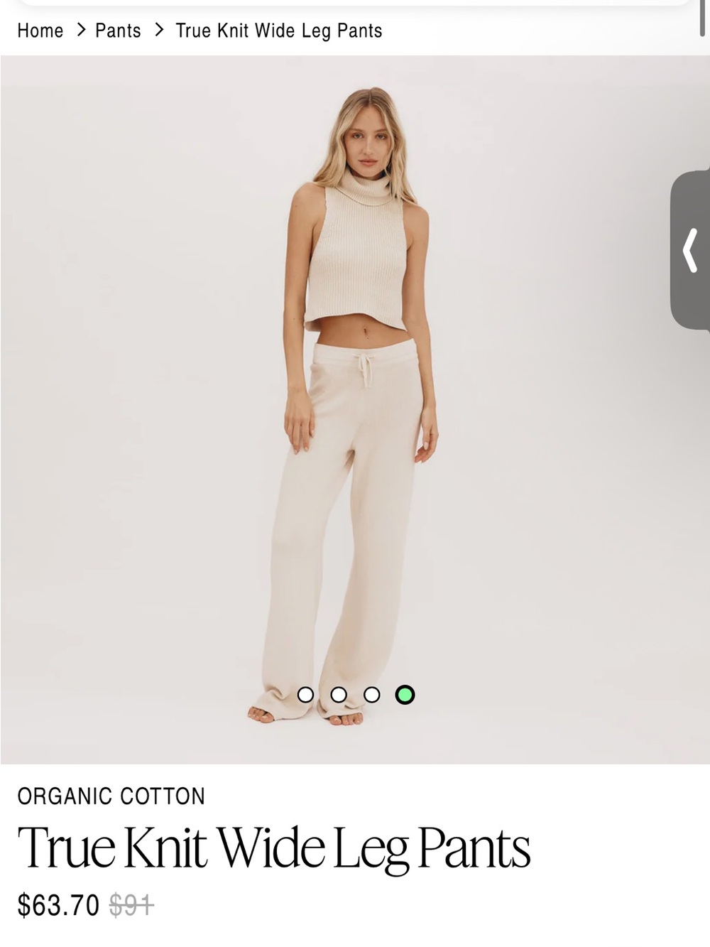 Organic basics true knit pants